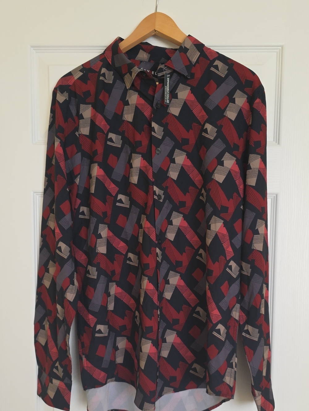 Perry Ellis Men's Geometric Print Button-Down Shirt - Red, Black, Gray